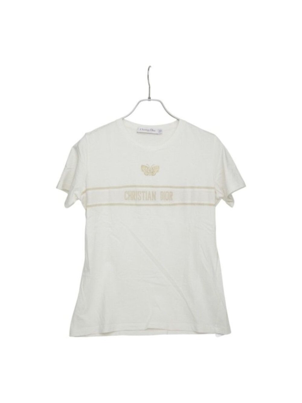 Dior Jersey Butterfly Embroidery Logo Short Sleeve T-Shirt White Cotton Nylon